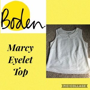 Boden Marcy Peter Pan Collar Eyelet Sleeveless Top